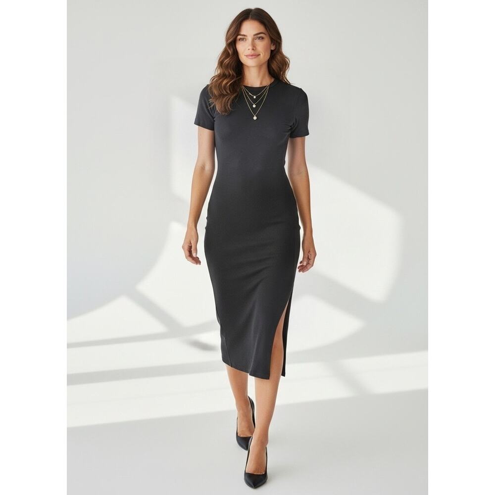 NO BOUNDARIES Black Bodycon Fitted Stretchy Short Sleeve Dress Size S - Picture 8 of 8